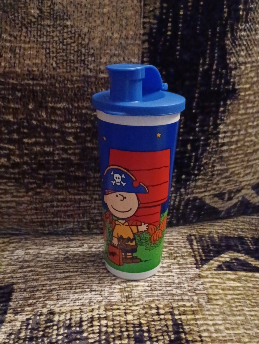 4/$60 New Blue Halloween Peanuts Tupperware Travel Cup with Flip Lid - 16 oz.